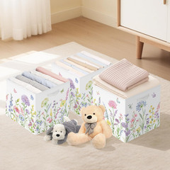 Floral Storage Baskets with Metal Frame – 3 Pcs for Toys, Books & Clothes