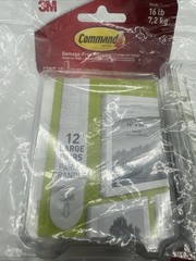 COMMAND (12-Pairs) 3M Damage Free Large Hanging Strip White 17206-12ES Lot Of 4