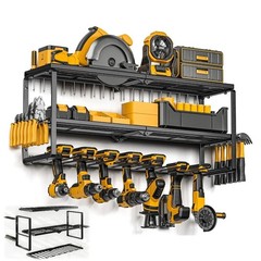 Power Tool Organizer Wall Mount with Side Hooks – 3 Tier Expandable Tool Rack…
