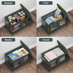 2Pcs 32L Foldable Storage Bins w/ Lid Collapsible Stackable Closet Organizer