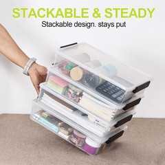 Stackable 6 Qt Clear Storage Bins with Lids – 4 Pack for Organizing Supplies