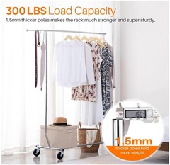 Clothes Rack with Lockable Wheels Height Adjustable Clothing Rack Clothing Ra…