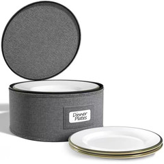 Gray Fabric Dinnerware Storage, 12 In. X 6.25 In. China Plate Container Organize