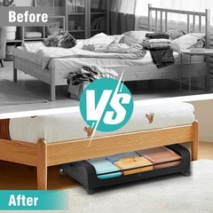 Rolling Under Bed Storage Bags 4 Pack Fabric Underbed Containers with Reinforced