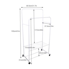 Heavy Metal Double Rail Garment Rack Clothes Storage with 2-Tier Bottom Shelves
