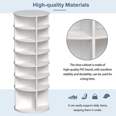 7-Tier Rotating Shoe Rack Tower 360° Revolving Shoe Display Carousel White