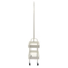2-in-1 Garment Rack 2-Tier Metal Basket Rolling Clothes Rack White