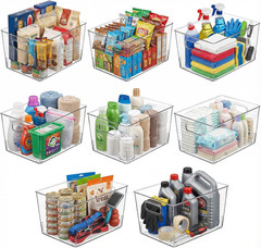 6 Pack Clear Organizer Bins 11X8X6In Pantry Organizers and Storage | Clear Conta