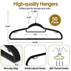 Ueakpic Plastic Hangers 50 Pack 16.5 In Heavy Duty Clothes Hangers 360 Swivel