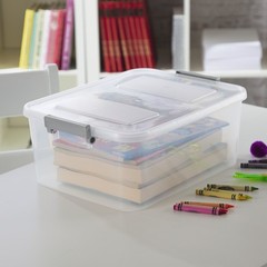 (3 pack) Sterilite 12.7 Qt. Clear Modular ID Latch Box, Gray Latches