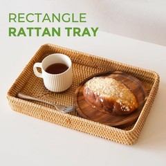 Lightweight and Elegant Rattan Wicker Tray – Perfect for Home Decor 14.6″ x 9.1″
