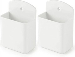 2 Pack White Remote Control Holder, Self adhesive Wall Mount Storage Box for TV