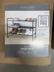 Berkley Jensen 3 Tier Metal Shoe Rack With Wood Top