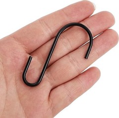 2.4 Inch Black Carbon Steel S Hooks – Ideal for Closet, Kitchen & Garden Use