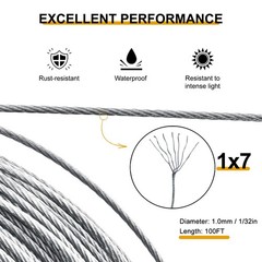 Picture Hanging Wire, 100-Feet Hanging Wire Heavy Stainless Steel line Rope f…