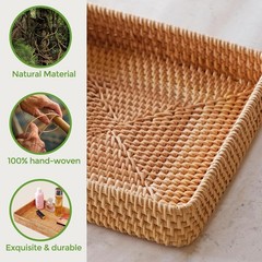 Lightweight and Elegant Rattan Wicker Tray – Perfect for Home Decor 14.6″ x 9.1″