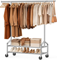 Heavy Duty Clothes Rack, Rolling Clothing Rack Load 650 LBS for Hanging Clothes
