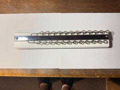 Pull Out White Wood and Chrome Wall Mounted Tie Rack 14″. Holds 24 Ties.
