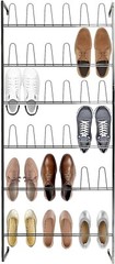 Wall Mounted Black Metal 36 Hook Shoe Rack / 18 Pair Entryway Shoe Storage Stand