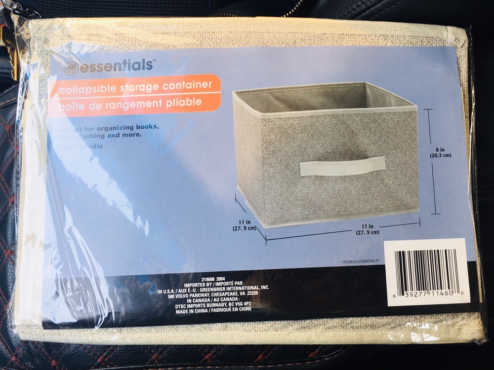 Essentials Collapsible Storage Container 11″ x 11 “x 8 ” inches. Lot of 5. A+