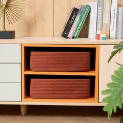 Large Shallow Organizing Baskets 15x11x5.1 Inches – Rope Woven Storage Bins f…
