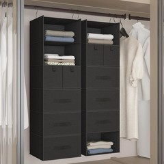 Hanging Closet Organizer with 5 Drawers 6 Shelves Storage for Wardrobe RV Black