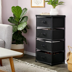 4-Tier Fabric Dresser for Closet – 16.5 X 13 X 33 In, Black – Storage Cabinet wi