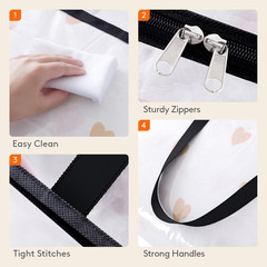 4-Pack Clear Storage Bags, 60L Zippered Organizers for Bedding and Comforters