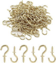 100Pieces 1/2Inch Mini Cup Hooks Ceiling Hooks, Brass Screw-In Hooks for Hanging