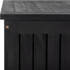 SAFAVIEH Outdoor – Abri Cushion Storage Box – Black Solid Wood – Coastal Resort