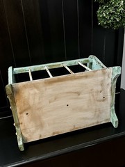 VTG Handpainted Solid Wood Farmhouse/Distressed Spindle Magazine/Newspaper Rack