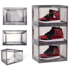 12PCs Magnetic Side Open Shoe Storage Box Stackable Sneaker Organizer Container