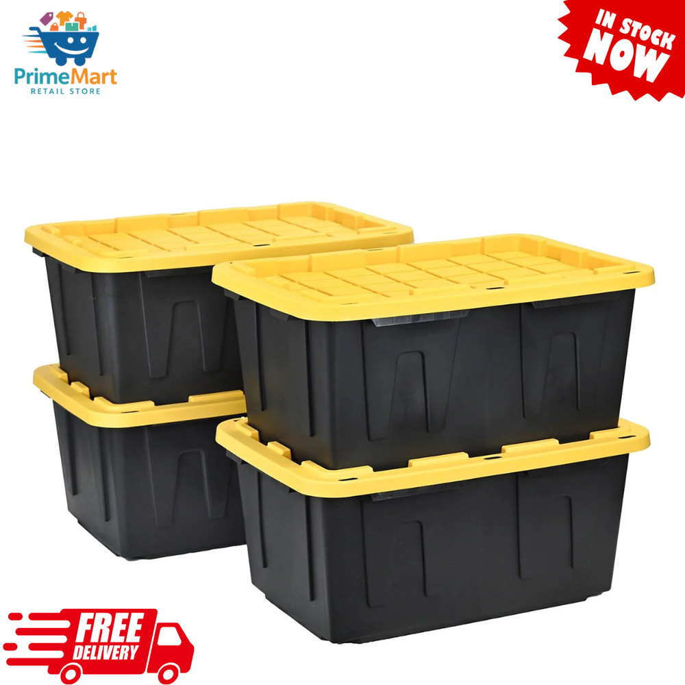 27 Gallon Plastic Storage Container Bin, 4-Pack, Heavy Duty, Large Greenmade NEW