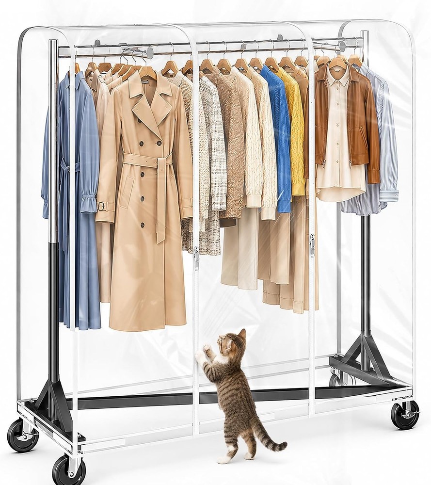 HOKEEPER Z Rack for Clothes with Cover Heavy Duty Clothing Rack Hold 500 LBS