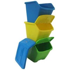 Stackable Recycle Bins Sorting Storage 30 Gallon 3 PC Set Home Kitchen Garbage