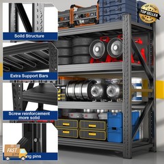 Heavy Duty Garage Shelving – 71&71″W Metal Storage Rack Shelves for Warehouse