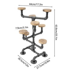 4 Tiers Industrial Hat Display Stand Hat Holder Rack with 8 Round Hangers Black