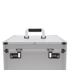 Tabletop Record Vinyl Carry Case Storage Box Locking with 50 Vinyl Record Silver