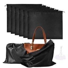 6 Pack Dust Bags for Handbags Silk Cover Bag 19.6 × 15.7 in, Black
