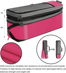 6-Piece Compression Packing Cubes – Expandable Travel Organizers in Fuchsia