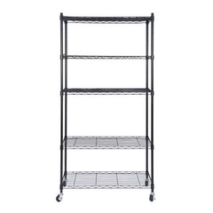 5-Tier Storage Wire Unit Rack Large Space Shelves Rolling with 4 Wheels Casters