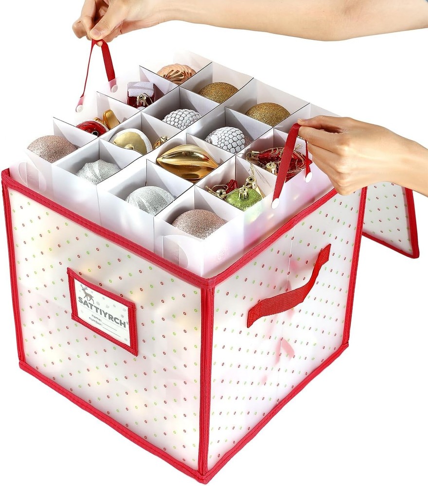 Plastic Christmas Ornament Storage Box 4 Tray Customizable Divider Dust-Proof