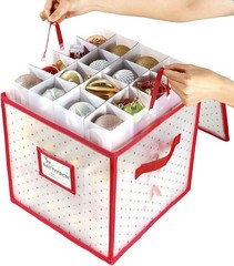 Plastic Christmas Ornament Storage Box 4 Tray Customizable Divider Dust-Proof