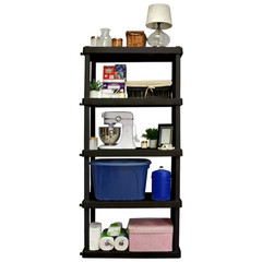 Hyper Tough Plastic Storage Shelves Garage Shelving Unit 5-Tier 73.80″H x 17.75″