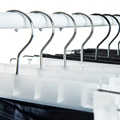 100Pack Plastic Clothes Skirt Trouser Pants Hanger with Adjustable Clips 12″wide