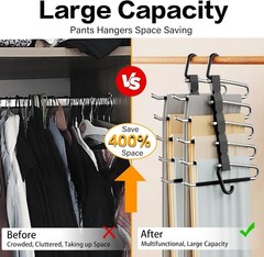 2 Pack Pants Hangers Space Saving Stainless Steel Closet Organizer Rack