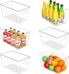 BPA-Free Clear Bins with Handles – 6 PCS Home Organization Essentials