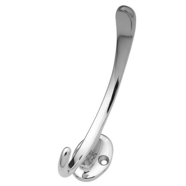 Solid Brass Curved Coat Robe Decorative Hook, Polished Chrome, Hickory P27325-CH