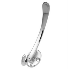 Solid Brass Curved Coat Robe Decorative Hook, Polished Chrome, Hickory P27325-CH