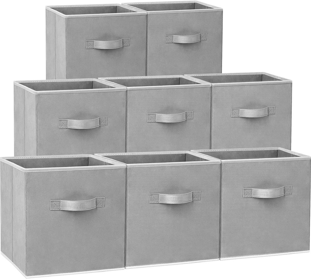 Criusia Storage Cubes – 11 Inch Heavy Duty Fabric Medium -11 inches, Grey